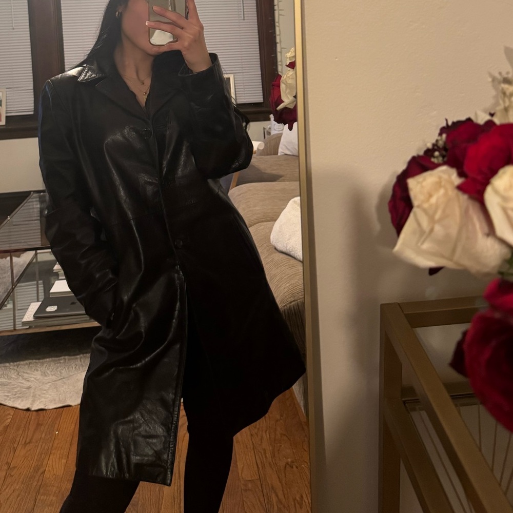 Genuine Leather Trench Coat
